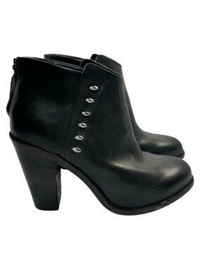Rag & Bone Women’s Black Alwyn Leather Ankle Silver Accent Boots- Size EU 38 1/2
